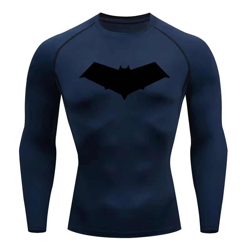 Bat Print Quick Dry Compression Rash Guard Unisex Top