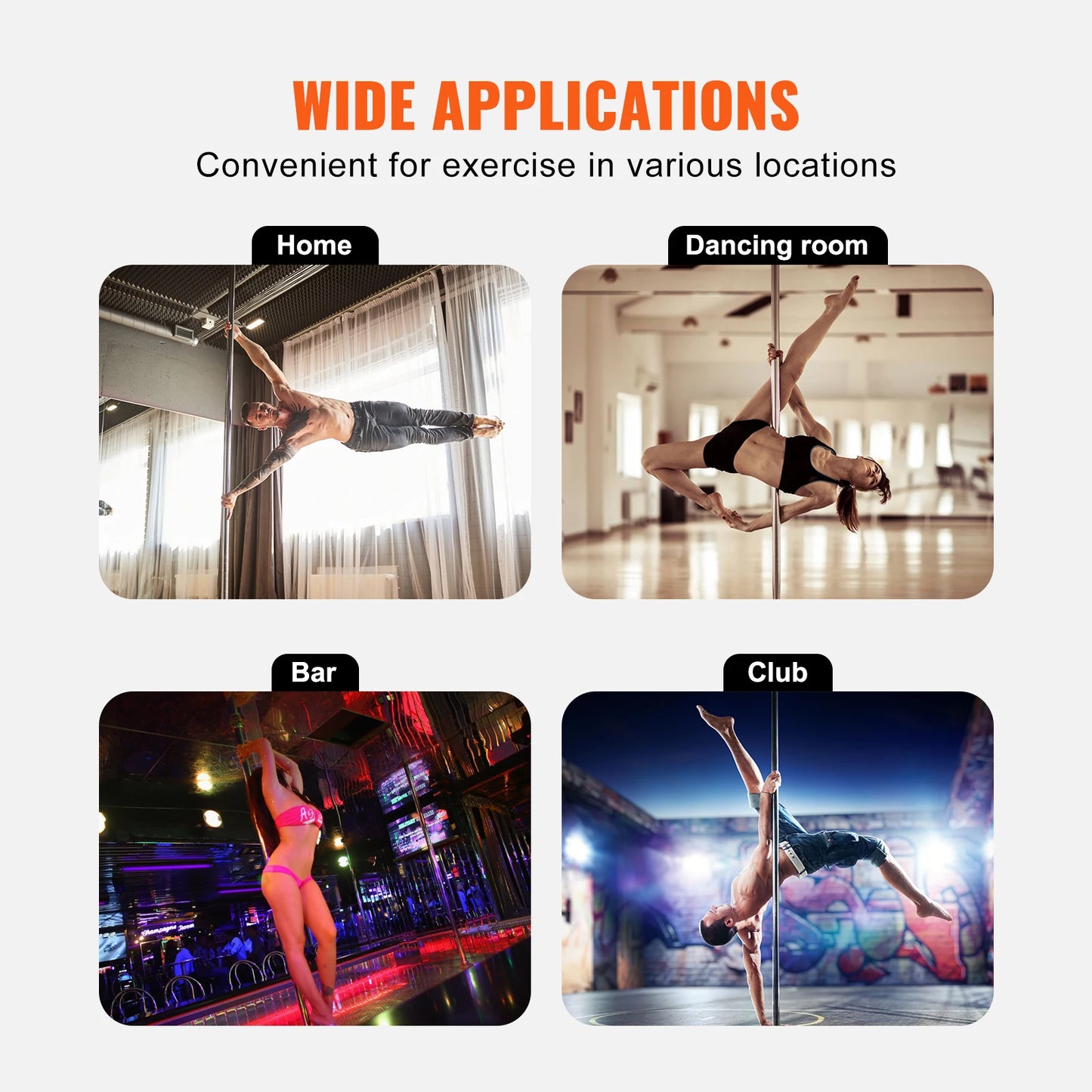SucceBuy Stainless Steel Dancing Pole Kit For Spinning And Static Use