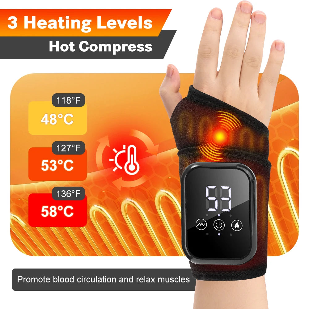 Agdoad Electric Heating Wrist Massager With Vibration For Carpal Tunnel Relief