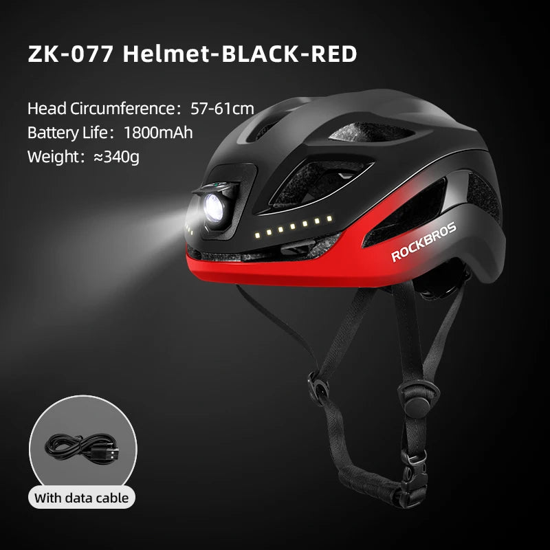 ROCKBROS Cycling Helmet Front Light Type-C Charging LED Safety