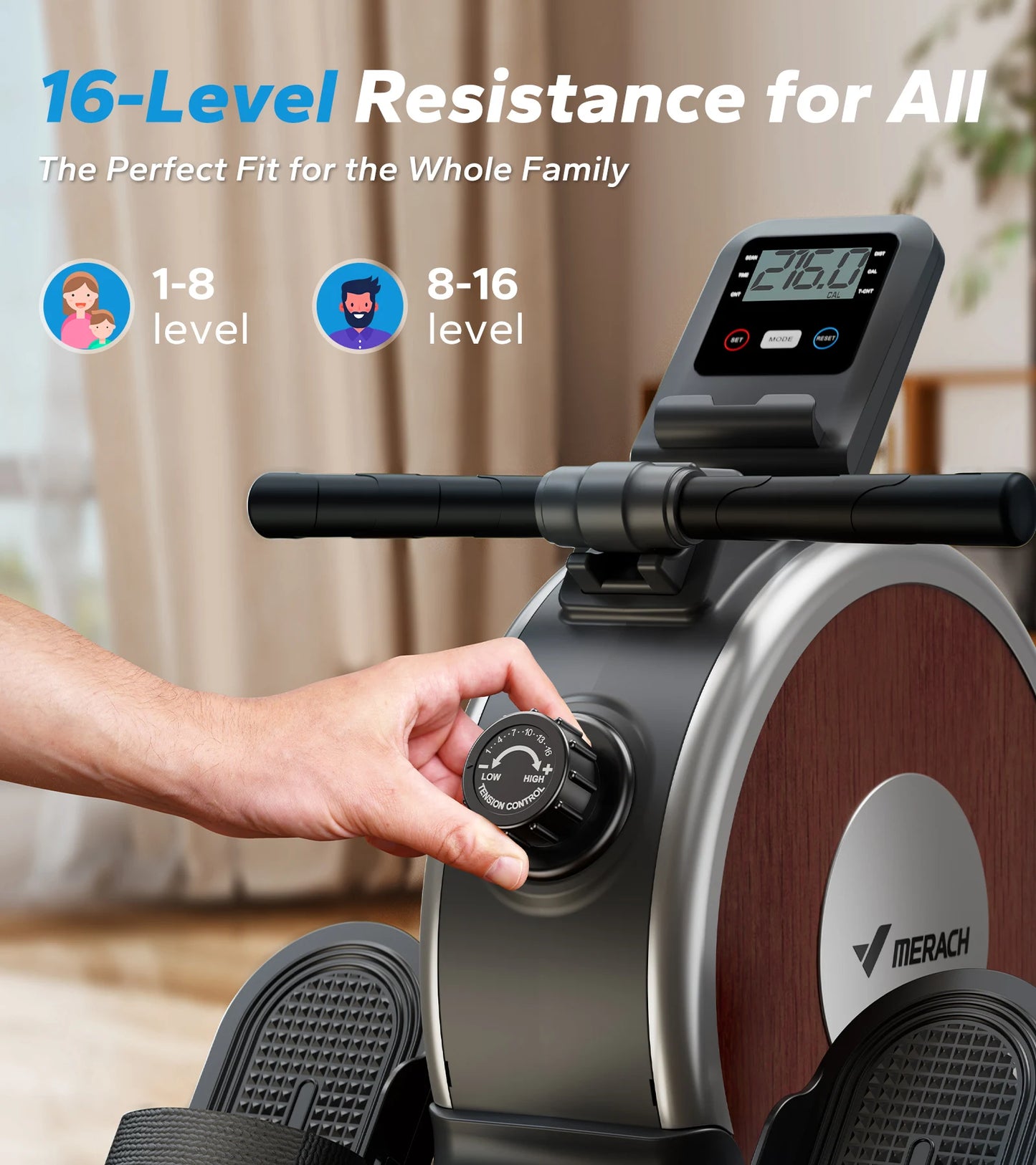 Merach Magnetic Rowing Machine With 16 Resistance Levels