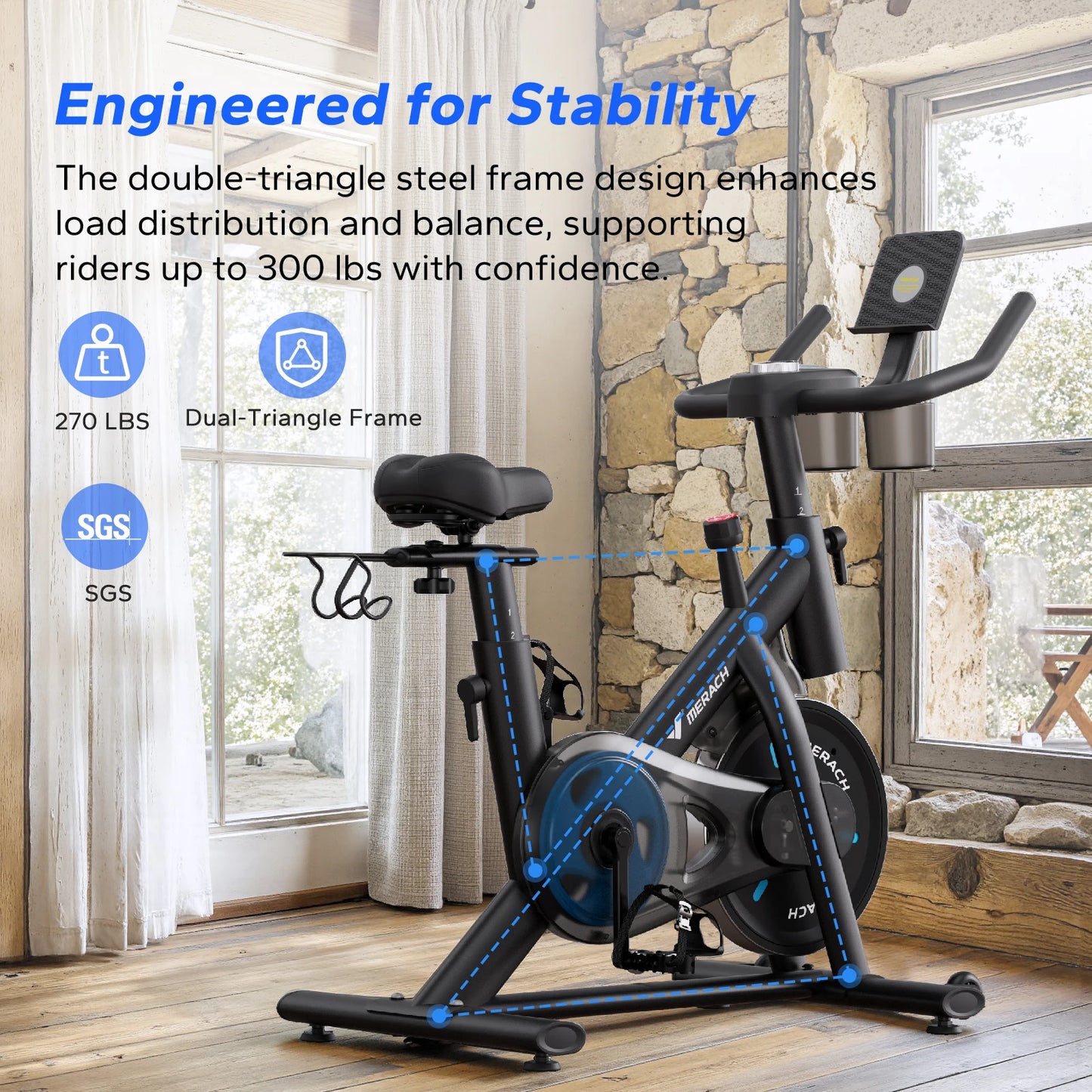 MERACH Magnetic Resistance Indoor Bike With Exclusive App