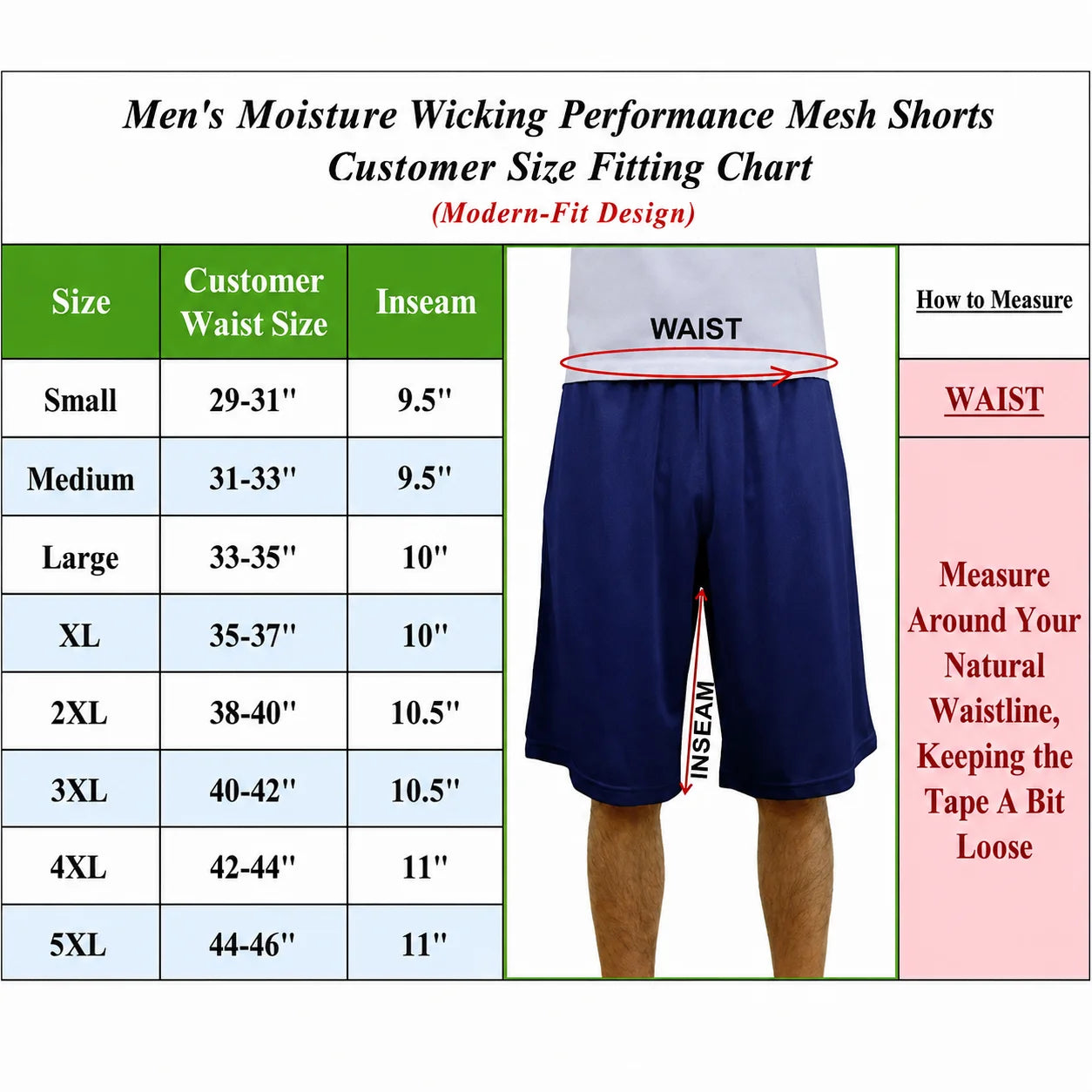 Men's 5-Pack Lightweight Moisture Wicking Mesh Shorts
