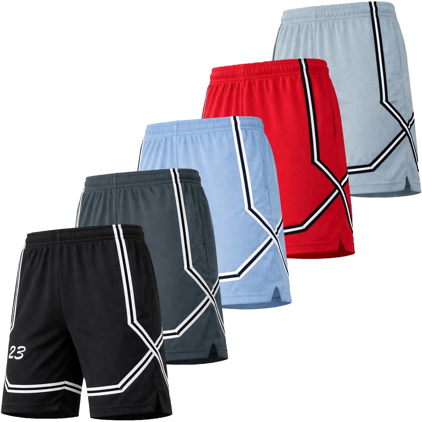 Men's 5-Pack Lightweight Moisture Wicking Mesh Shorts