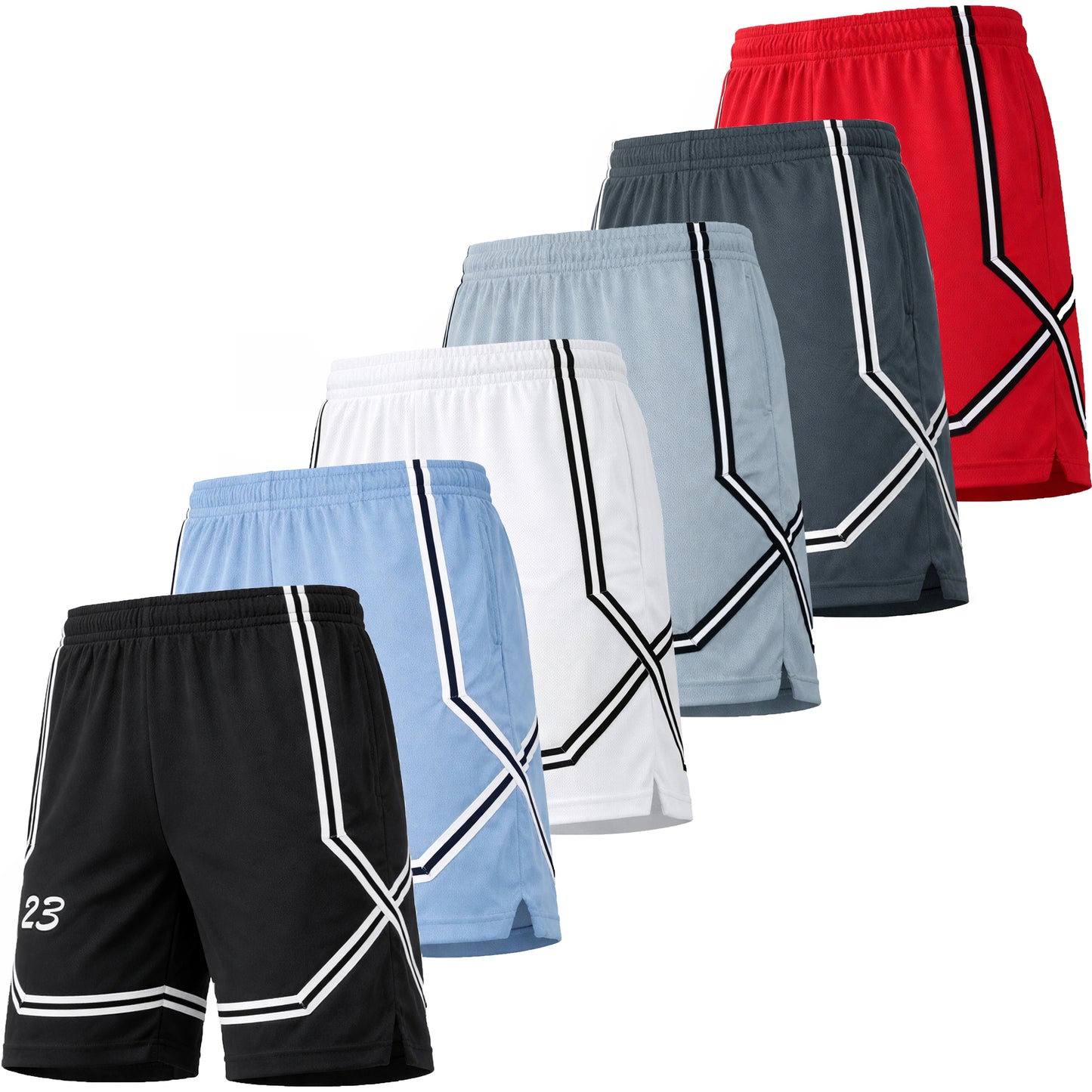 Men's 5-Pack Lightweight Moisture Wicking Mesh Shorts