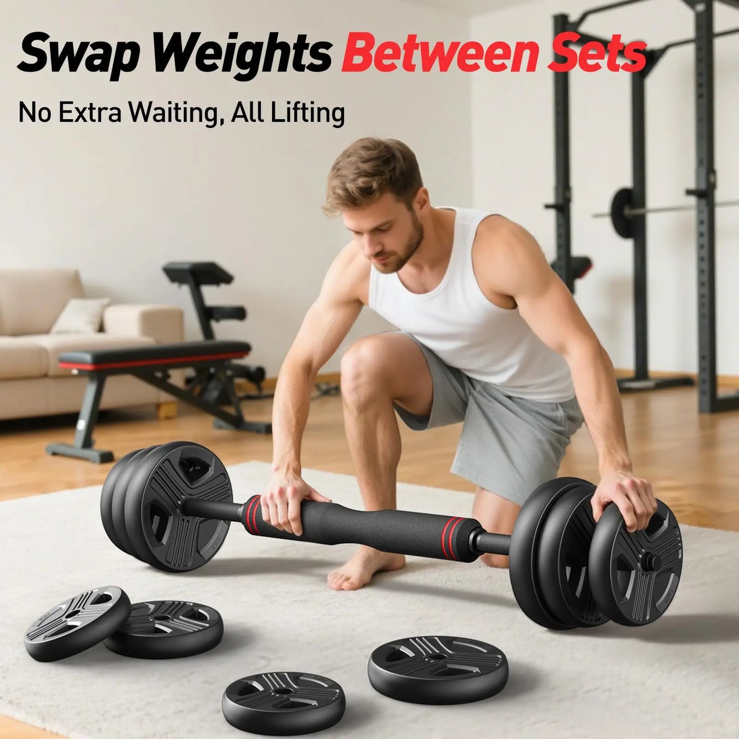 FED Fitness 5 In 1 Adjustable Dumbbell Set Barbell Stand - Alice's Wellness Hub