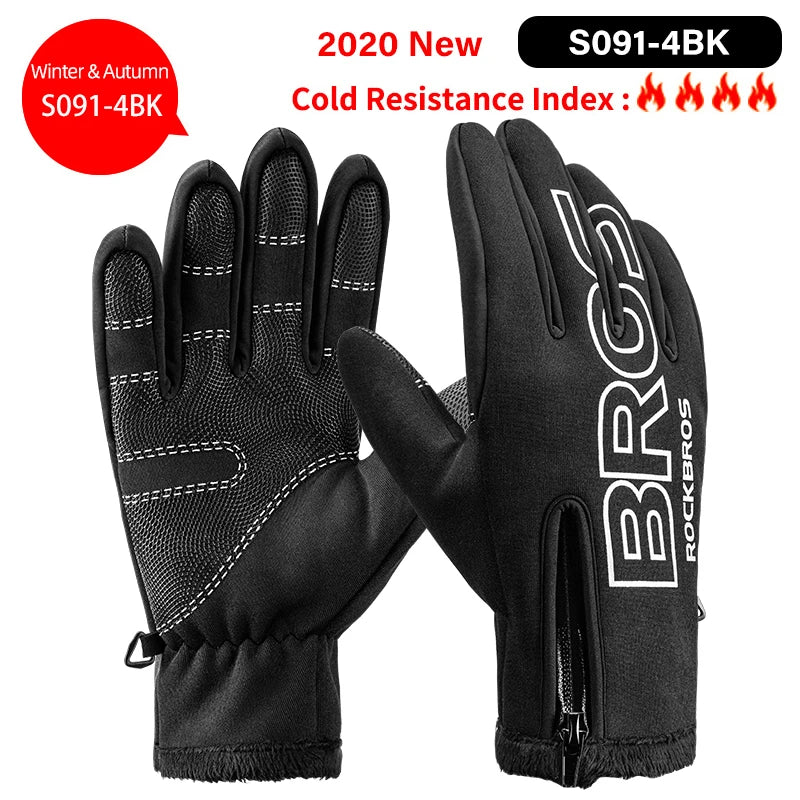 ROCKBROS Thermal Winter Cycling Gloves Windproof Touch Screen Full Finger
