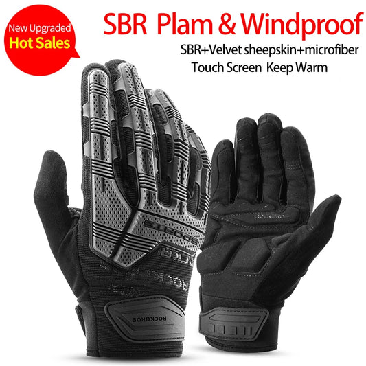 ROCKBROS Thermal Cycling Gloves Windproof Shockproof Touch Screen Full Finger