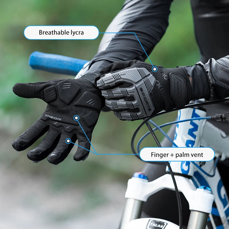 ROCKBROS Thermal Winter Cycling Gloves Windproof Touch Screen Full Finger