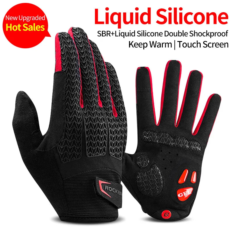 ROCKBROS Thermal Cycling Gloves Windproof Shockproof Touch Screen Full Finger