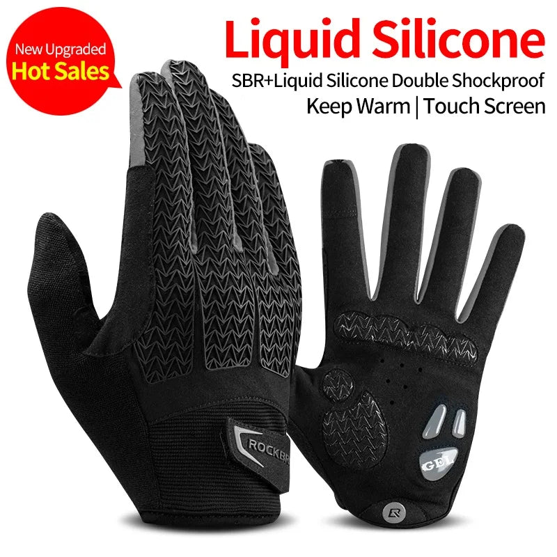 ROCKBROS Thermal Winter Cycling Gloves Windproof Touch Screen Full Finger