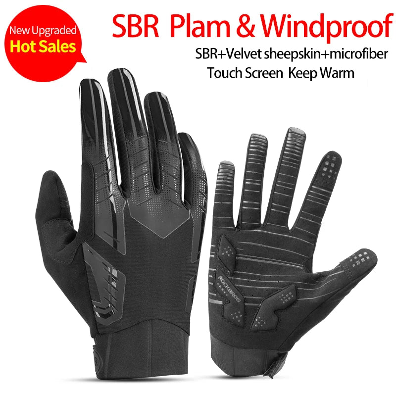 ROCKBROS Thermal Cycling Gloves Windproof Shockproof Touch Screen Full Finger