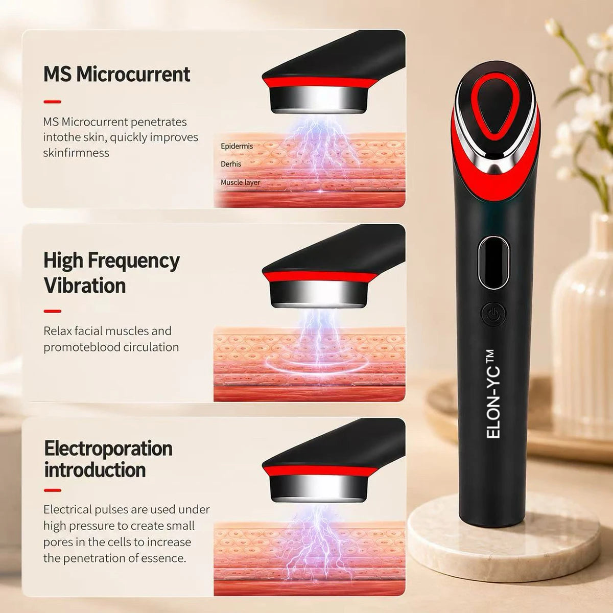 Microcurrent Ems Facial Massager Device For Home Skin Care