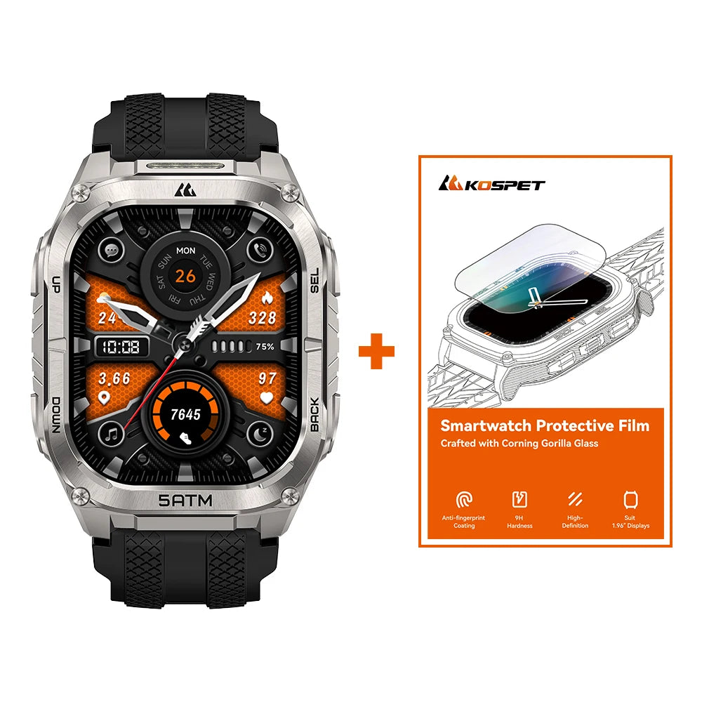 KOSPET Tank M4C Rugged Smartwatch Military GPS With Flashlight 5ATM