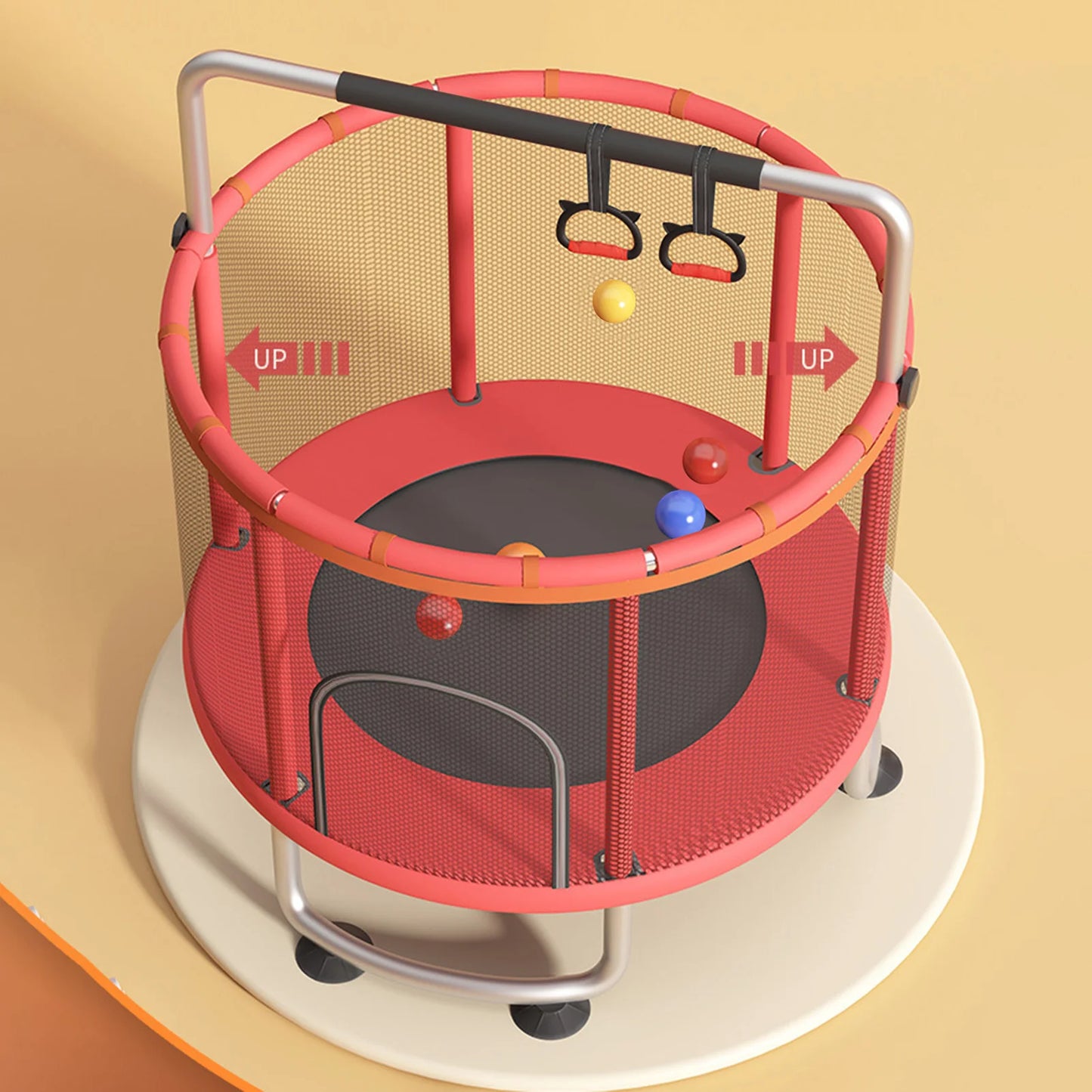 Kids Trampoline With Enclosure Net Safety Pads And Basketball Hoop