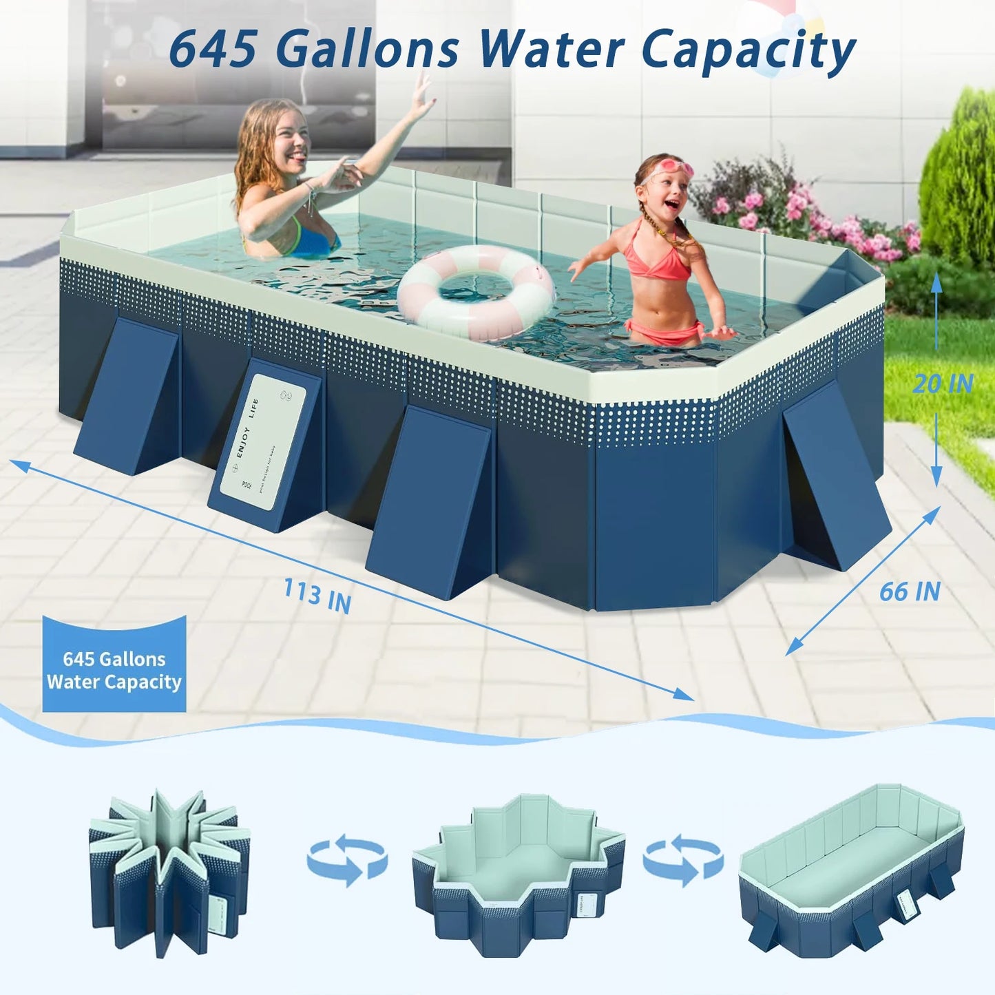 Foldable Inflation Free Family Swimming Pool PVC Portable Backyard