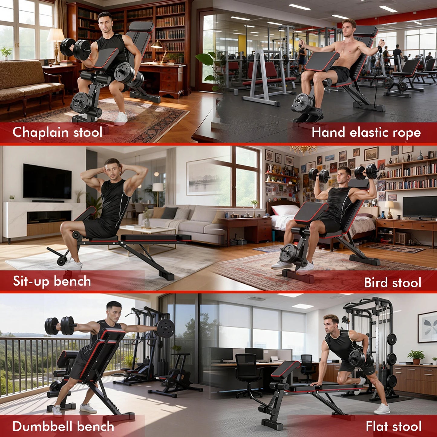 Foldable 7-Level Weight Bench With Extended Headrest And Leg Extension - Alice's Wellness Hub