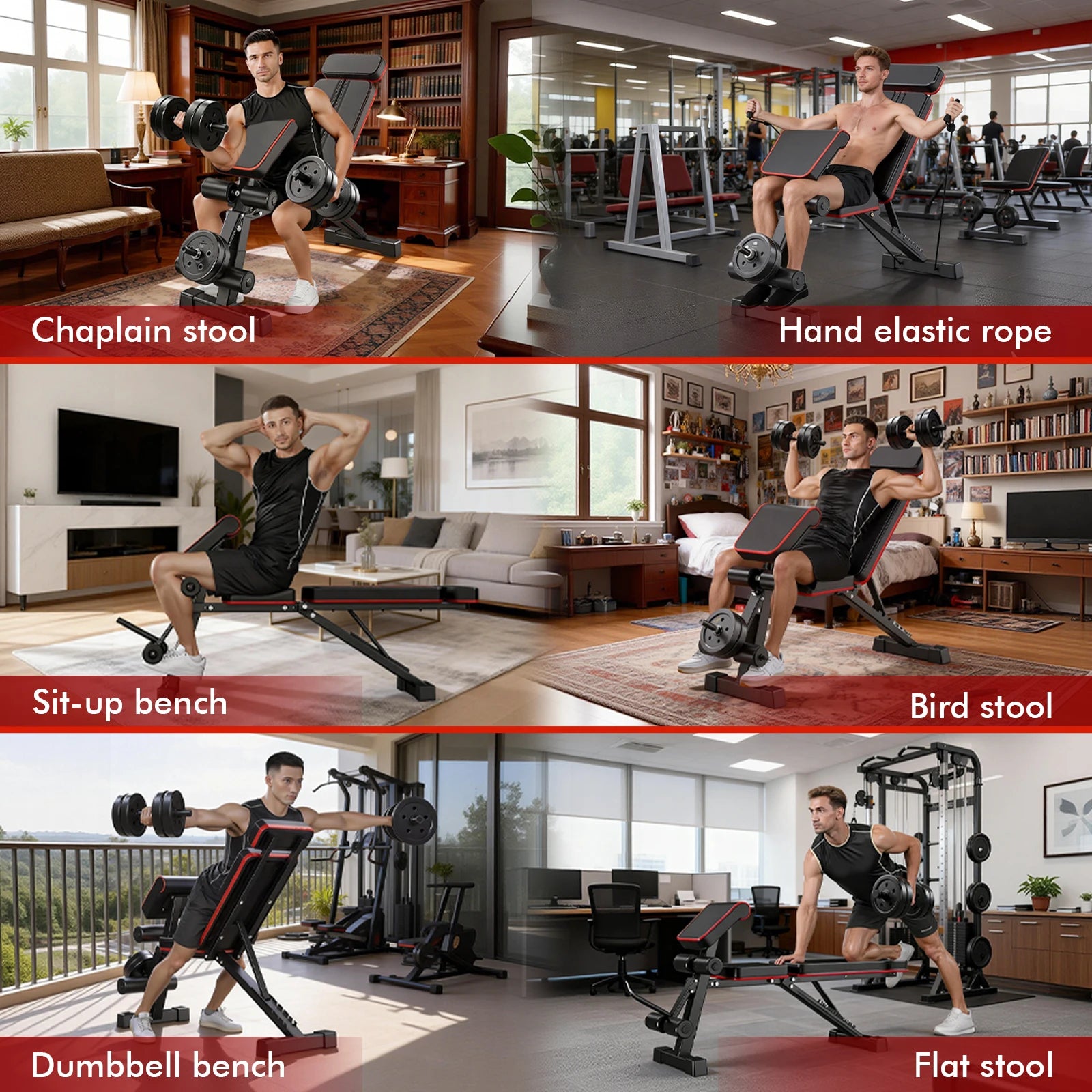 Foldable 7-Level Weight Bench With Extended Headrest And Leg Extension - Alice's Wellness Hub