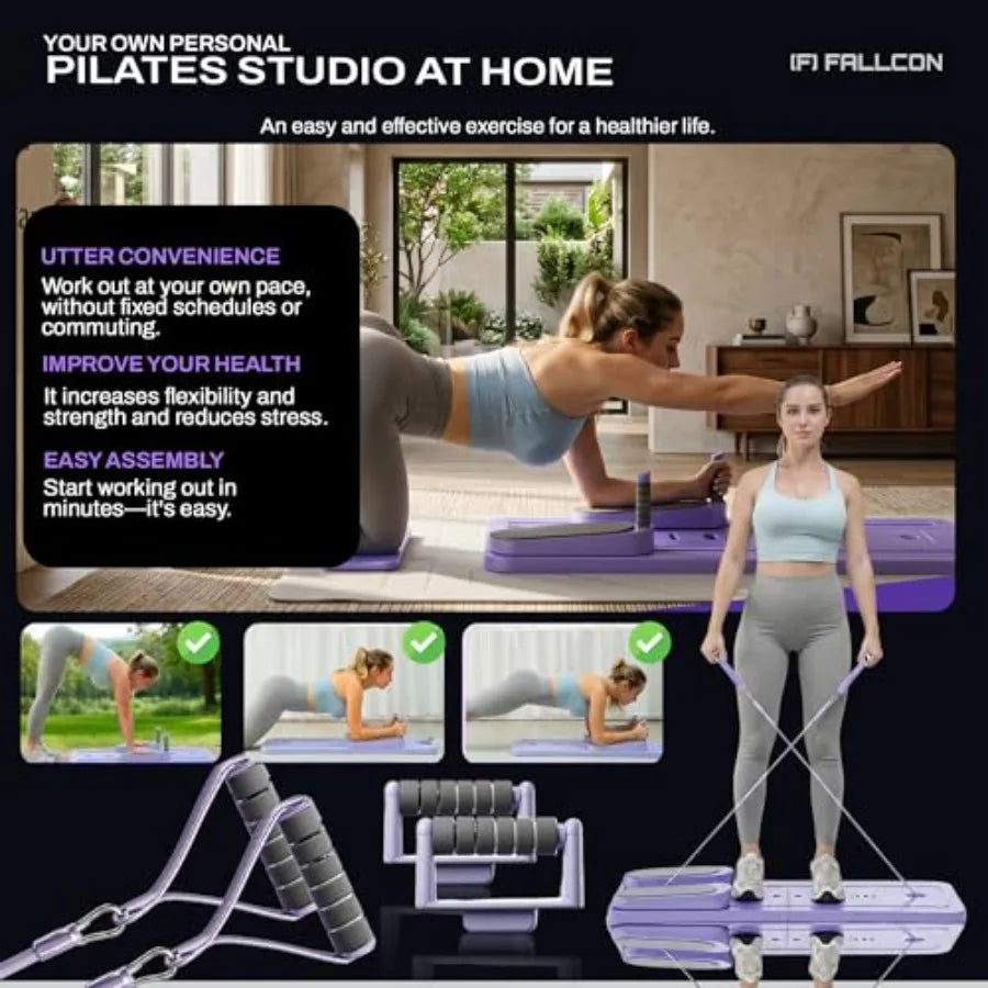 Pilates Board Full Kit With Foldable Reformer And Resistance Bands