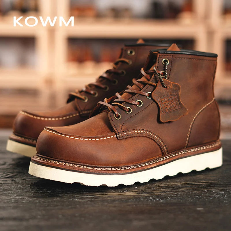 KOWM Waterproof Cowhide Leather Hiking Boots For Outdoor Trekking