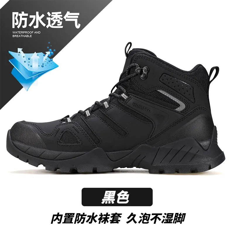 HUMTTO Hiking shoes Men's waterproof hunting Boots Tactical Desert Combat Ankle trekking Boots Male Women warm Leather Sneakers