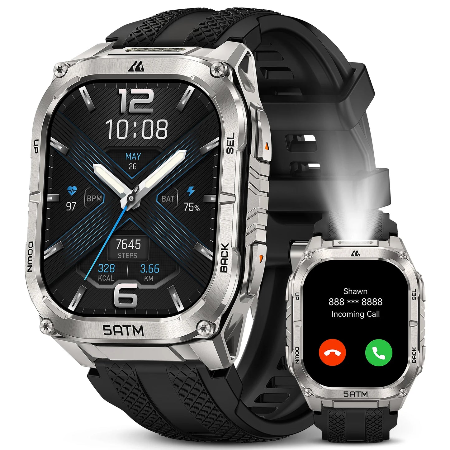 KOSPET Tank M4C Rugged Smartwatch Military GPS With Flashlight 5ATM