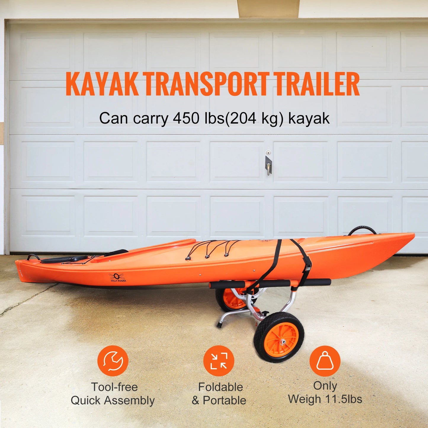 SucceBuy Kayak Cart 450lbs Capacity Aluminum Frame With Durable Wheels