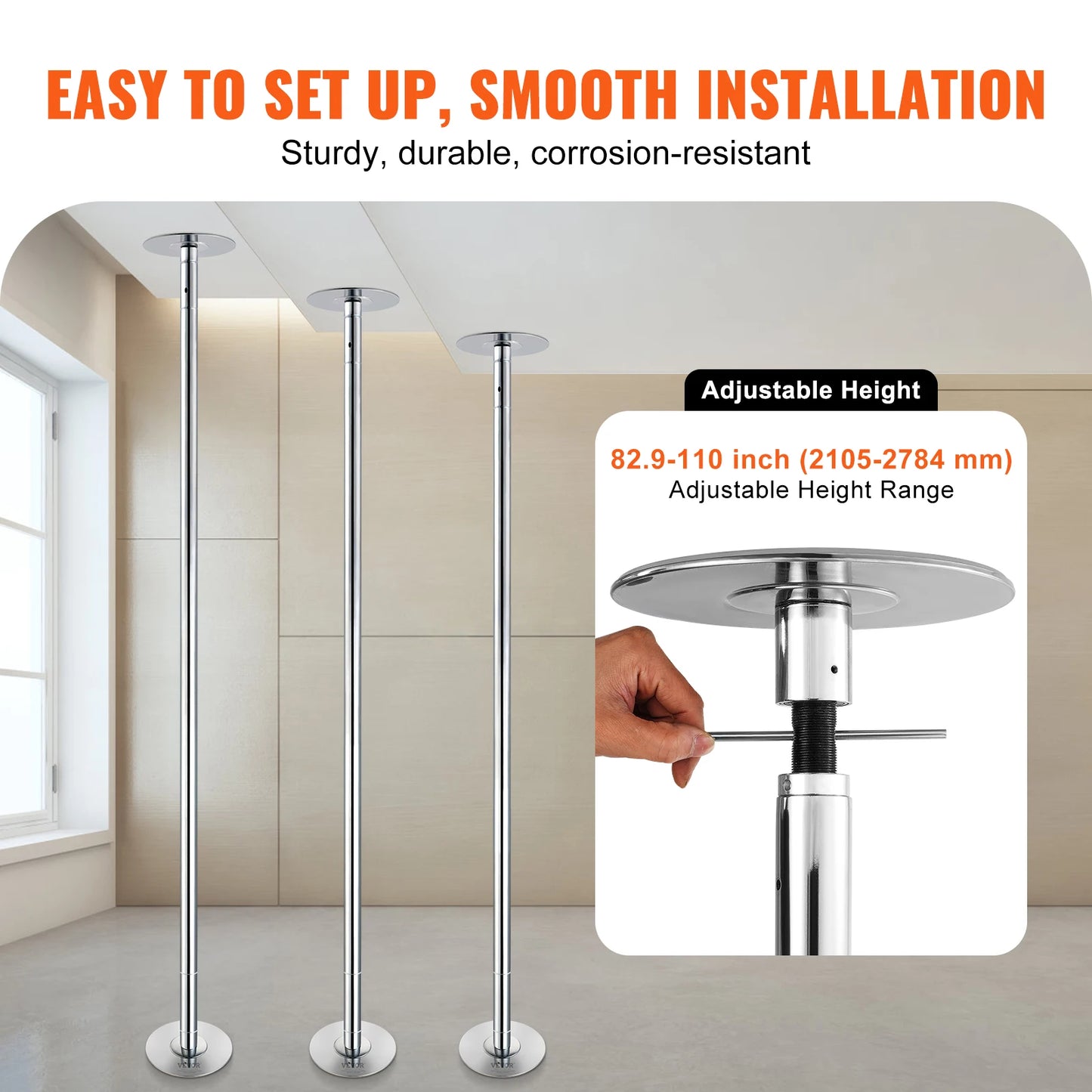 SucceBuy Stainless Steel Dancing Pole Kit For Spinning And Static Use