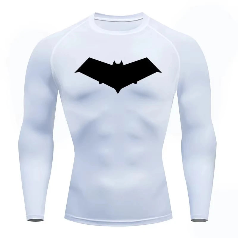 Bat Print Quick Dry Compression Rash Guard Unisex Top