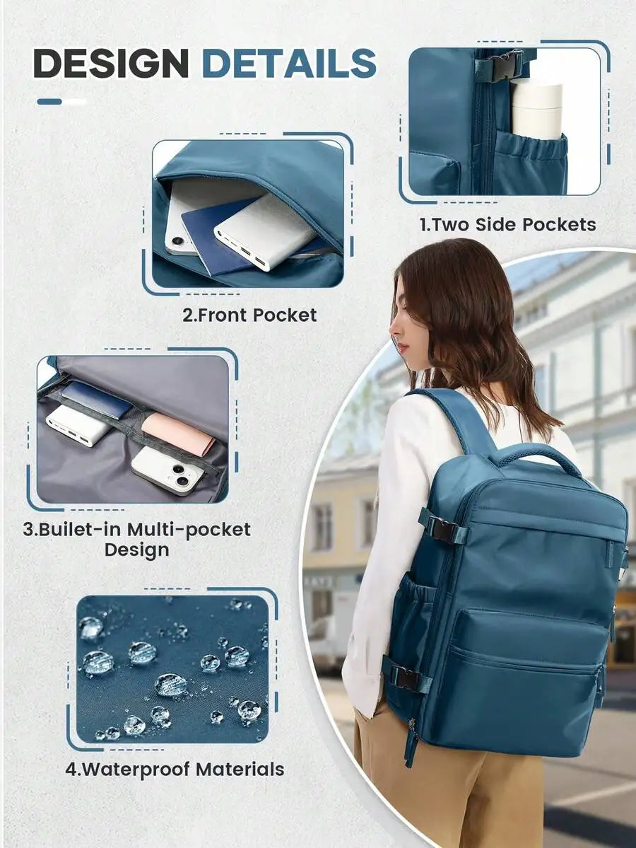Floless Portable Travel Backpack With Vacuum Compression Technology, Suitable For Airplane Travel, Waterproof Unisex Travel Backpack Luggage Fits 14-Inch Laptop, Large Capacity Weekend Travel Bag, Lightweight College Backpack