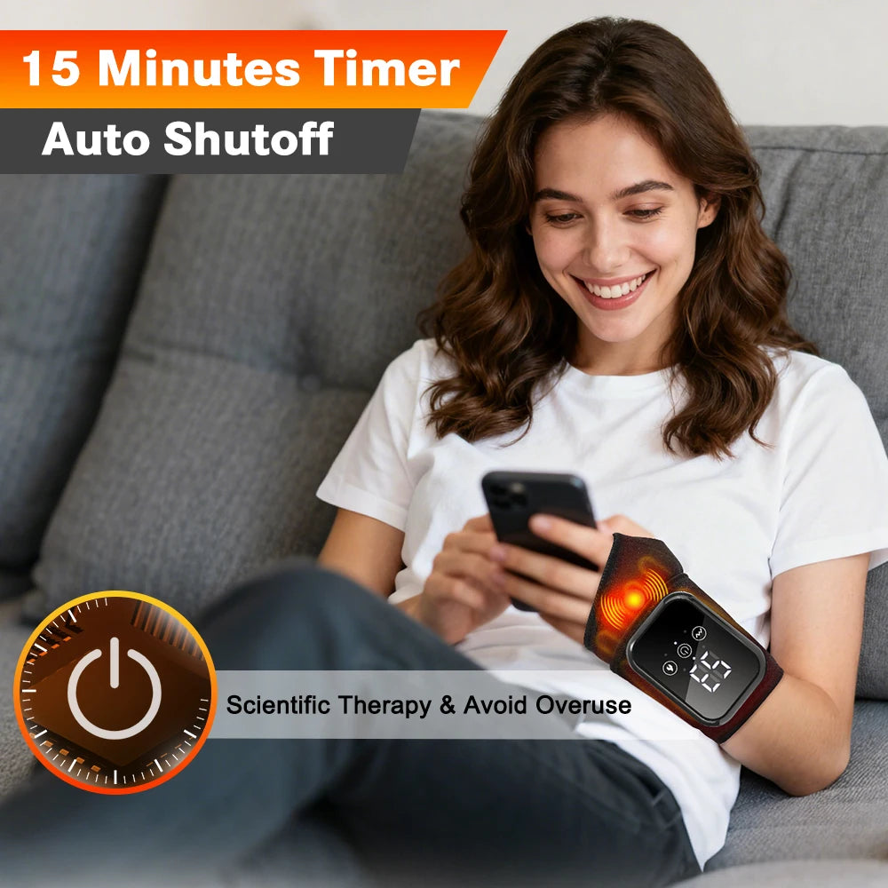 Agdoad Electric Heating Wrist Massager With Vibration For Carpal Tunnel Relief