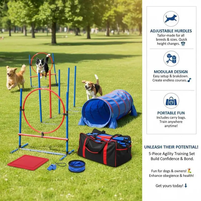 Dog Agility Training Equipment Set With Tunnel Poles