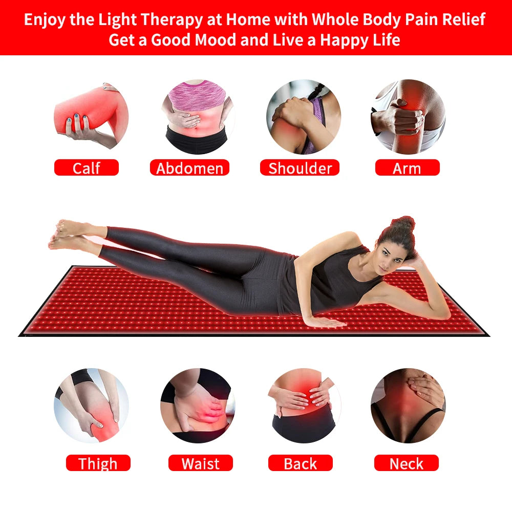 Red Light Mat Full Body 63" x 23.6" 945pcs LEDs 660nm and 850nm Red Light Blanket Whole Body LED Light Relax Pad