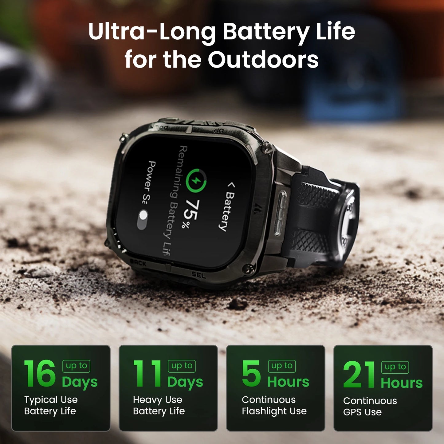 KOSPET Tank M4C Rugged Smartwatch Military GPS With Flashlight 5ATM