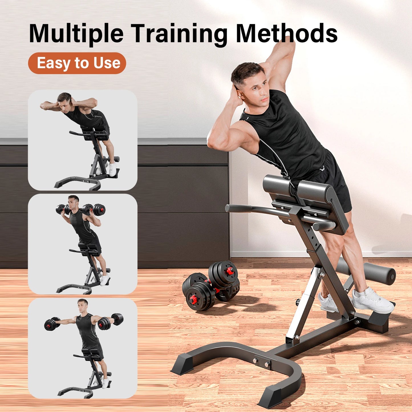 Folding Roman Chair Hyperextension Bench Core Strength Training