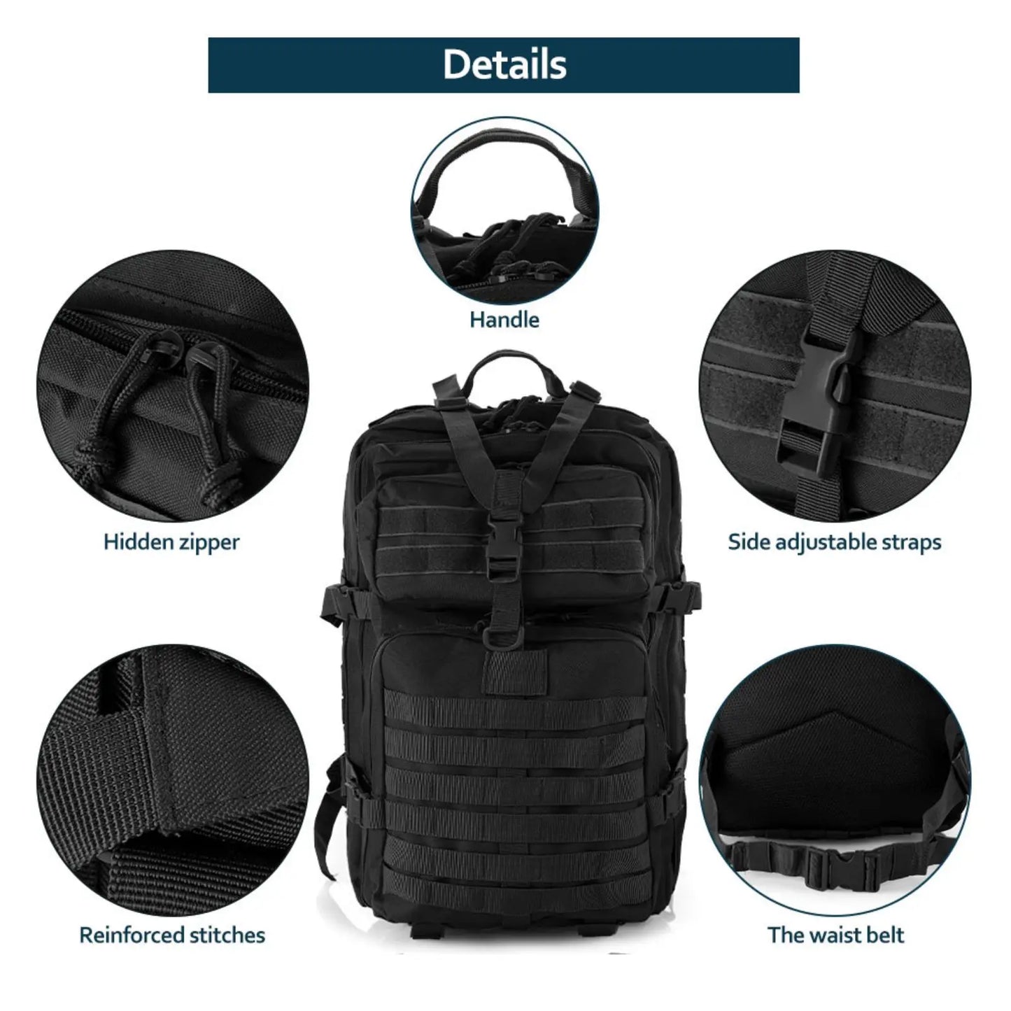 Thuram Waterproof Tactical Backpack For Outdoor Hiking And Trekking