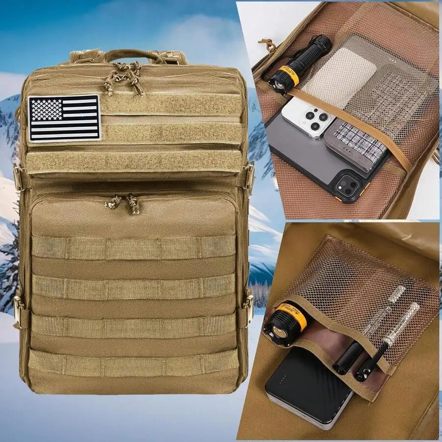 MOLLE Assault Pack, Men's And Women's Outdoor Tactical 50L Backpack, Fishing/Camping/Hiking Rucksack, 3-Day Bag