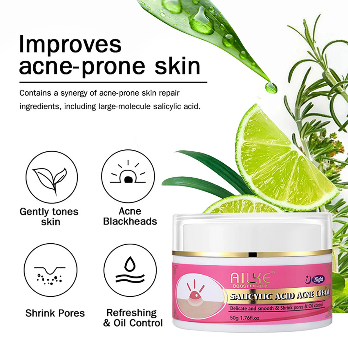 AILKE Natural Brightening Cream Set Moisturizing Whitening Facial Skincare Organic