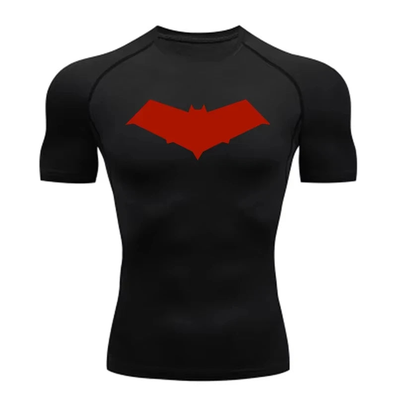 Bat Print Quick Dry Compression Rash Guard Unisex Top