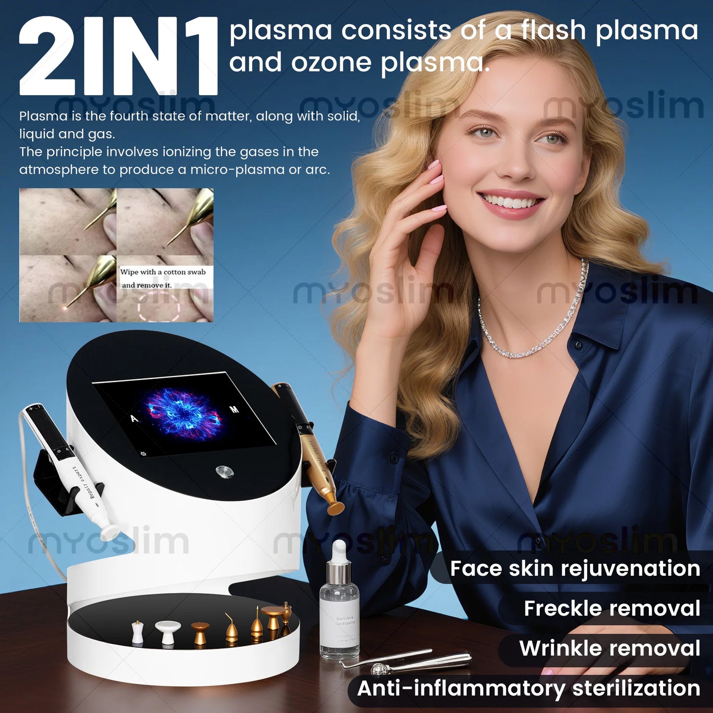 MYOSLIM Ozone Plasma Facial Treatment Machine For Anti Aging Skin Lifting