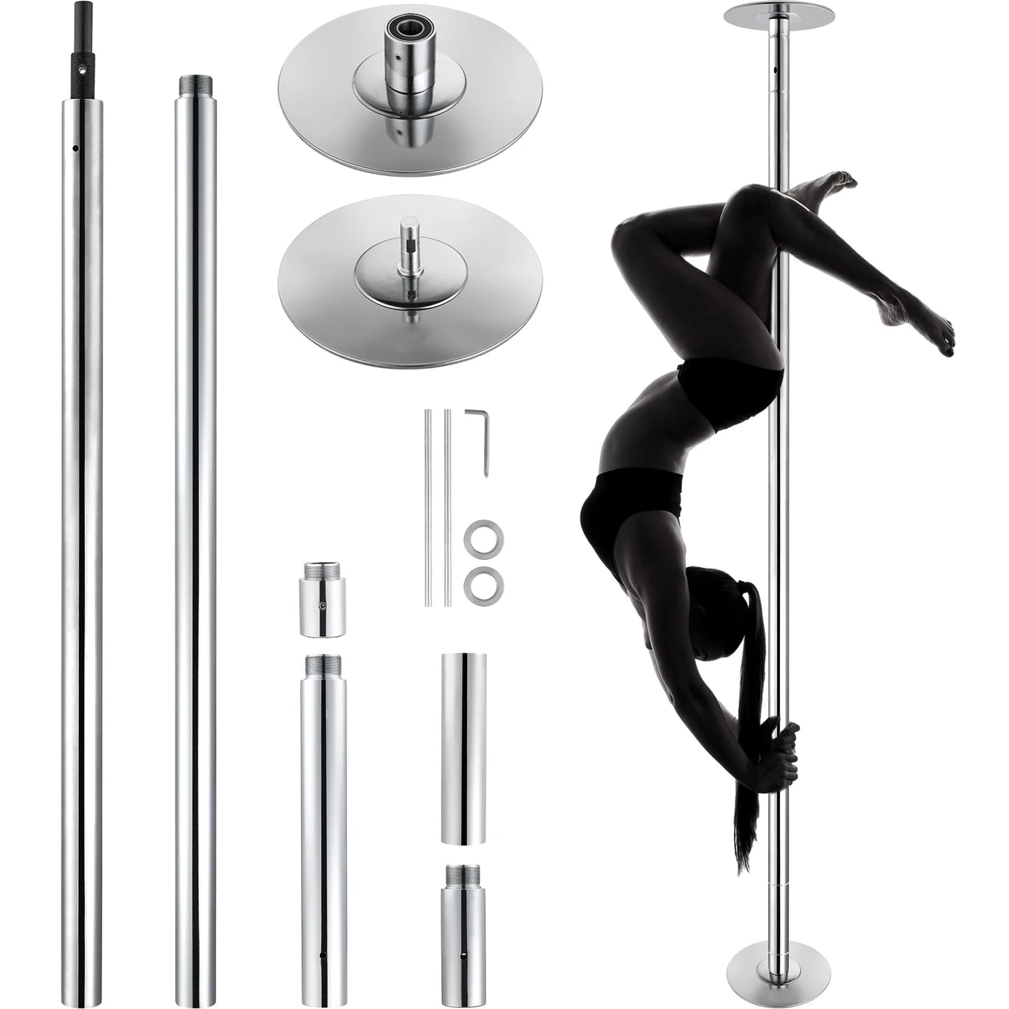 SucceBuy Stainless Steel Dancing Pole Kit For Spinning And Static Use