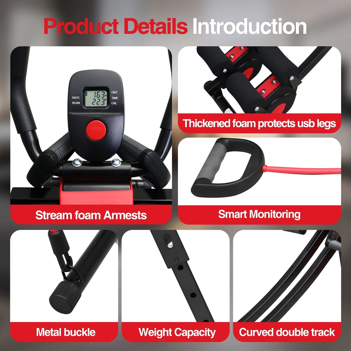 Abdominal Curling Exercise Machine Adjustable Dual Track Foldable Trainer - Alice's Wellness Hub