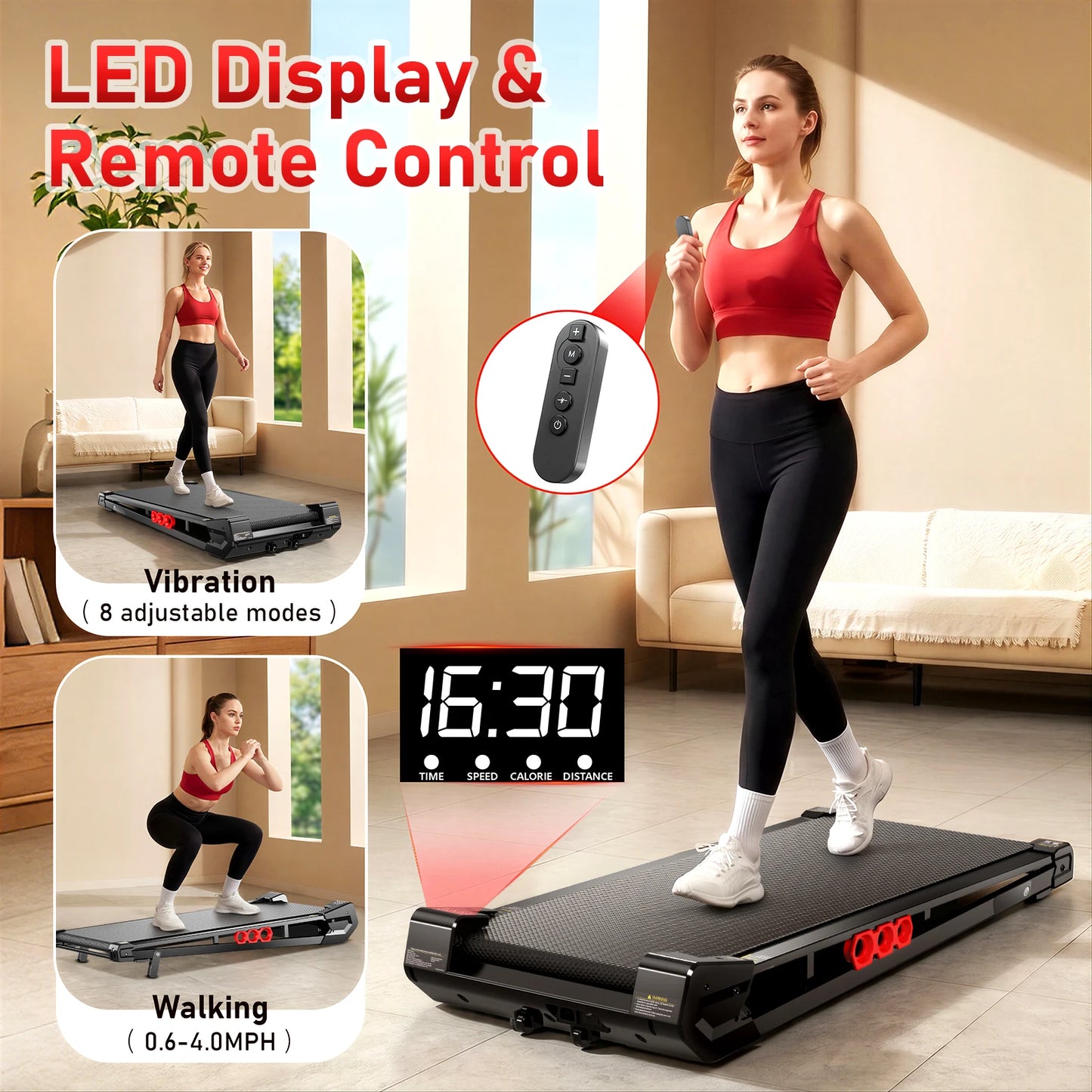AKLUER Under Desk Vibration Walking Pad 3 In 1 Treadmill