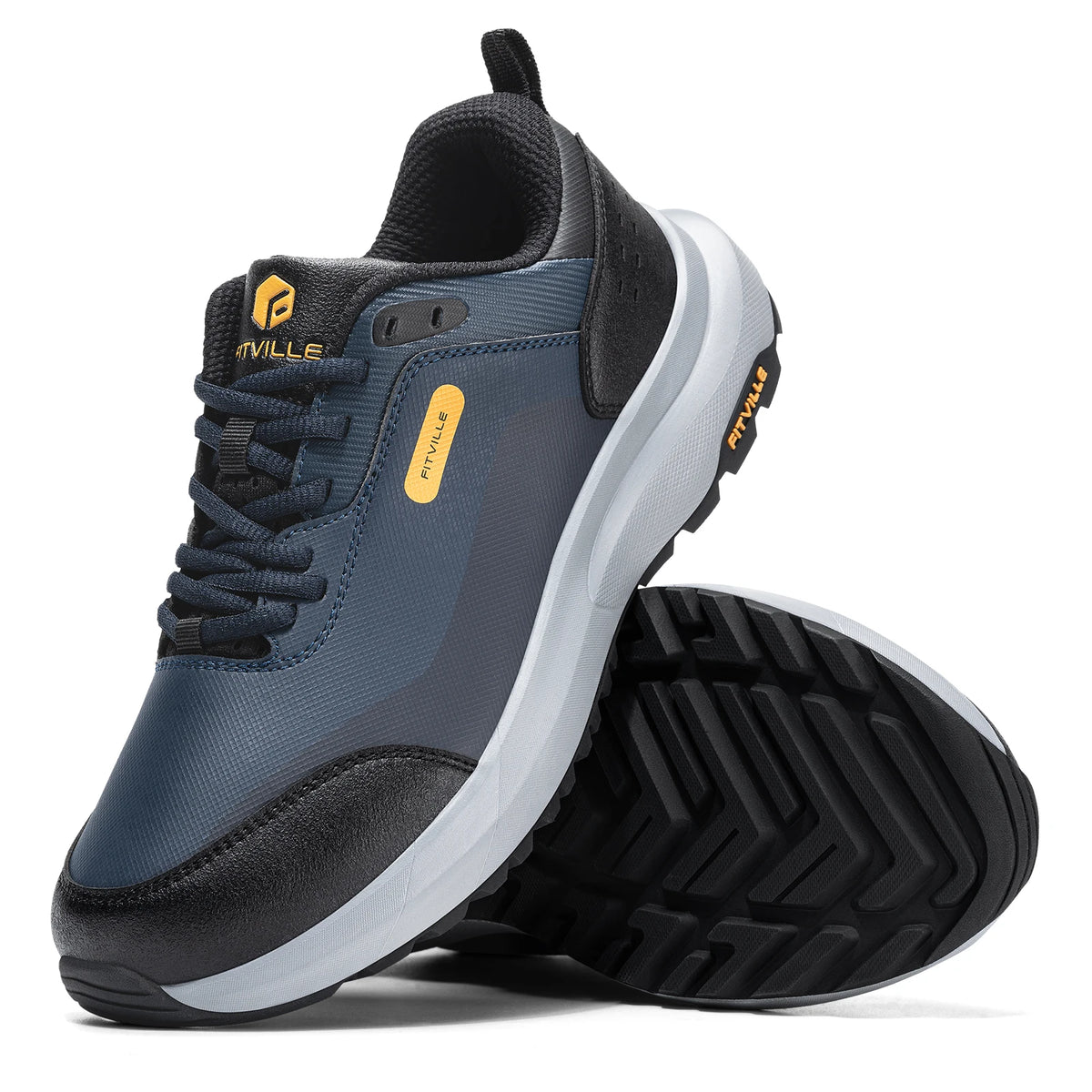 FitVille Men'S Wide Low-Top Hiking & Walking Shoes Waterproof Non-Slip Soft Toe Outdoor Work Footwear With Arch Support, Heel Pain Relief Sneakers For Long Hikes, Trekking, Trails, Wide Feet & All-Day Standing