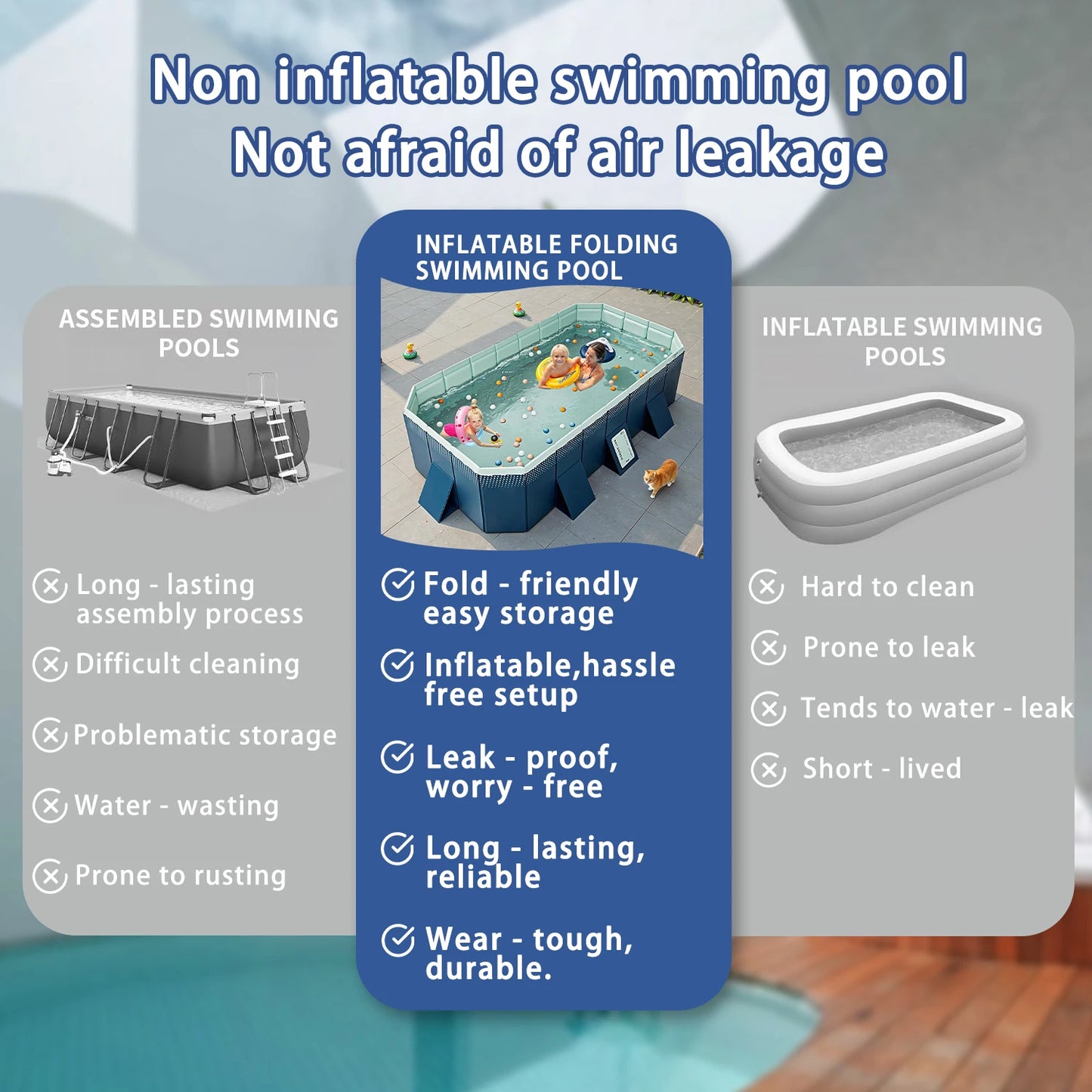 Foldable Inflation Free Family Swimming Pool PVC Portable Backyard