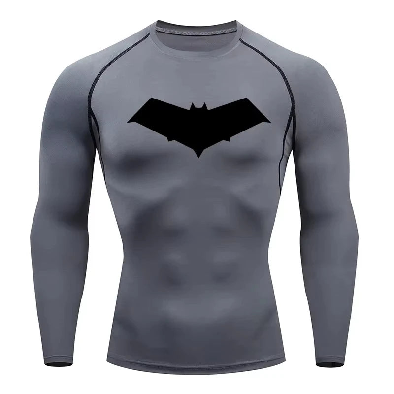 Bat Print Quick Dry Compression Rash Guard Unisex Top