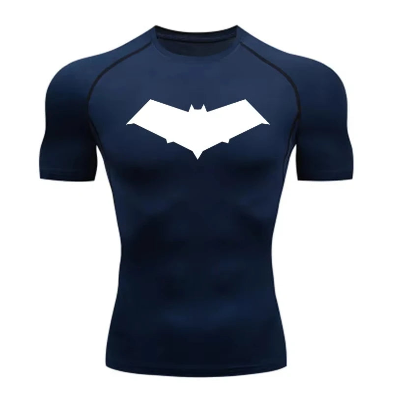 Bat Print Quick Dry Compression Rash Guard Unisex Top