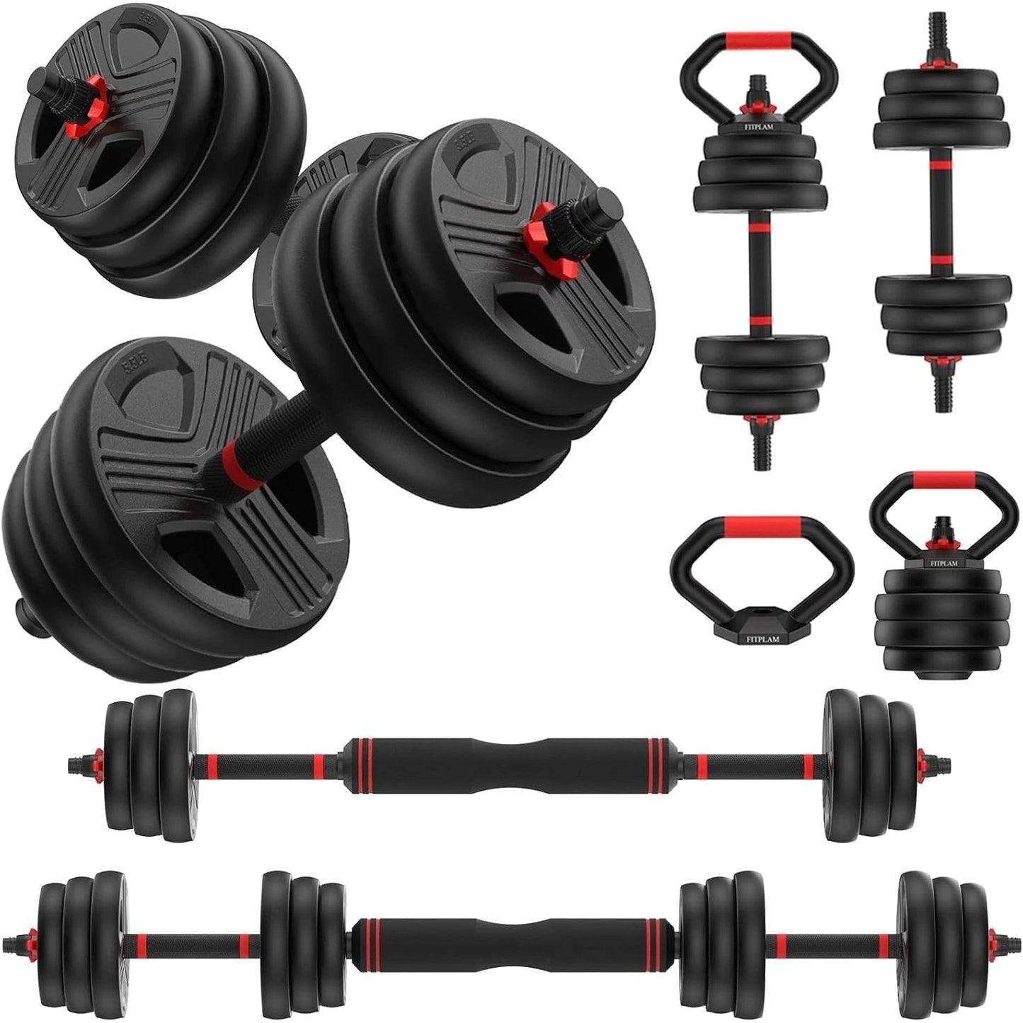FED Fitness 5 In 1 Adjustable Dumbbell Set Barbell Stand - Alice's Wellness Hub