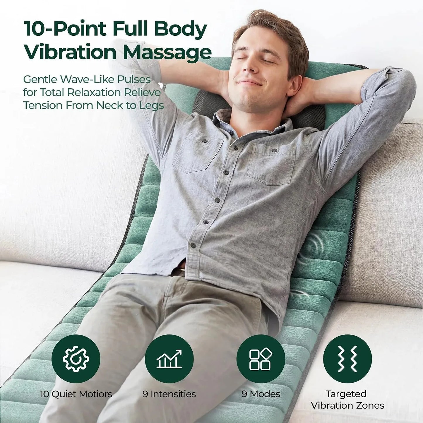 HOMEMASSA Deep Tissue Full Body Massage Mat With 10 Motors
