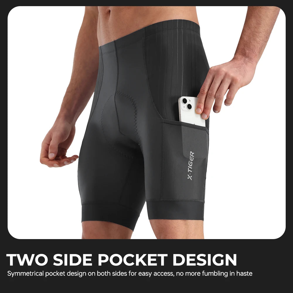 Xtiger Men Long Distance Cycling Shorts Quick Dry Shock Pad